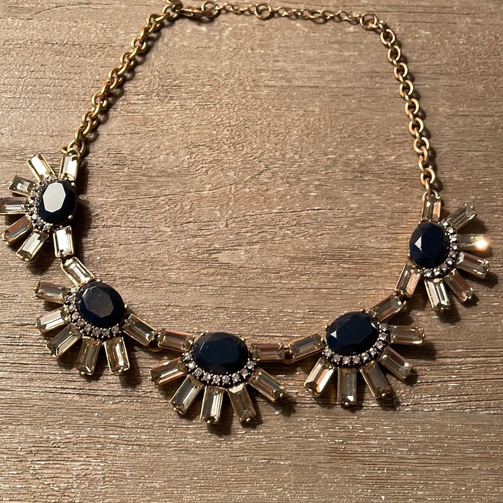 J. Crew navy and white Crystal Cluster Necklace